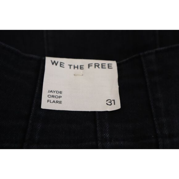 We The Free x FP OB2233809 Women's Sz 31 Onyx Black Jayde Crop Flare Jeans - Picture 4 of 14